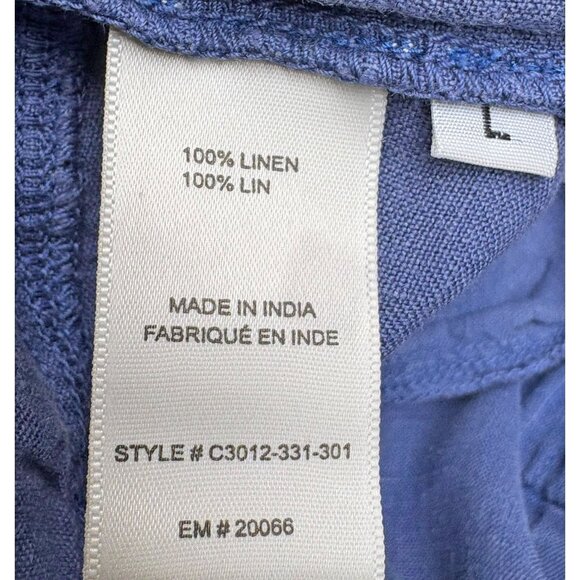 Anthropologie Cloth and Stone Blue Linen Drawstring Wide Leg Crop Pants - Picture 4 of 8